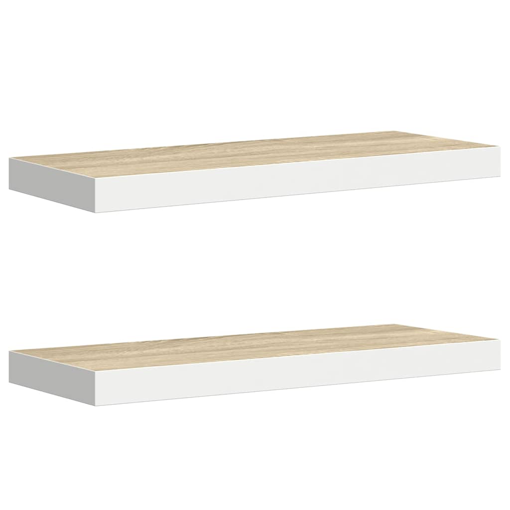 Vidaxl wandschappen zwevend 2 st 60x23,5x3,8 cm mdf eikenkleurig wit