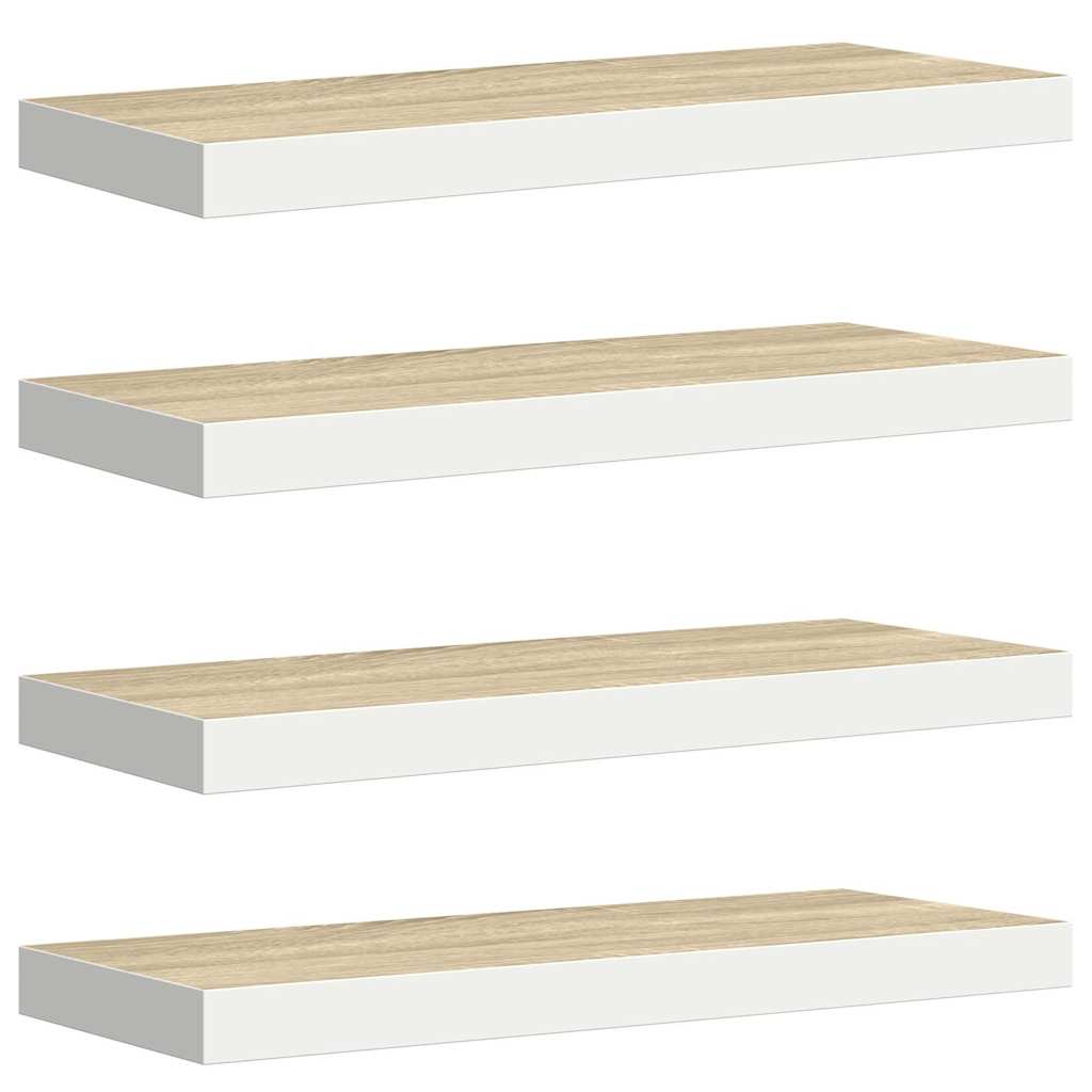 Vidaxl wandschappen zwevend 4 st 60x23,5x3,8 cm mdf eikenkleurig wit