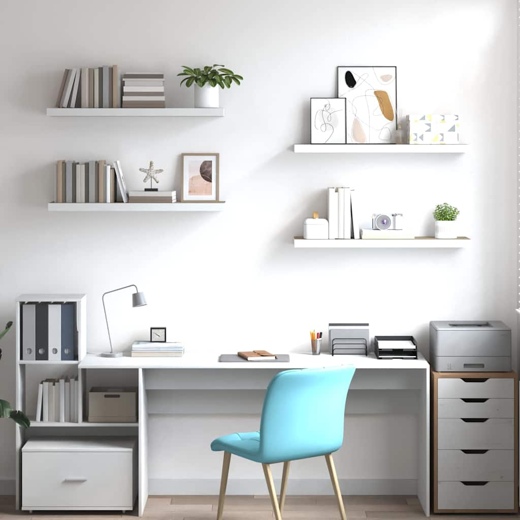 Vidaxl wandschappen zwevend 4 st 80x23,5x3,8 cm mdf eikenkleurig wit