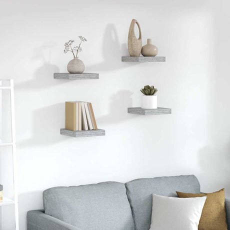 Vidaxl wandschappen 4 st zwevend 23x23,5x3,8 cm mdf betongrijs