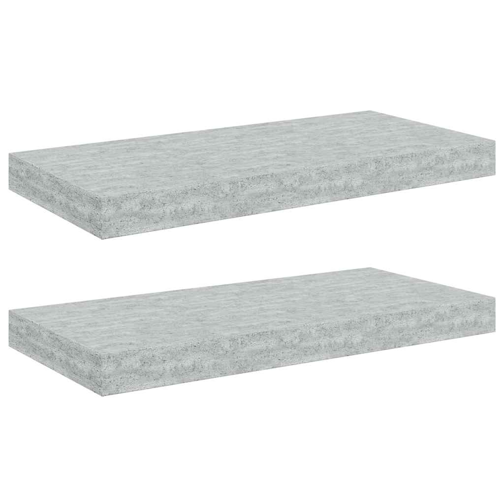 Vidaxl wandschappen zwevend 2 st 50x23x3,8 cm mdf betongrijs