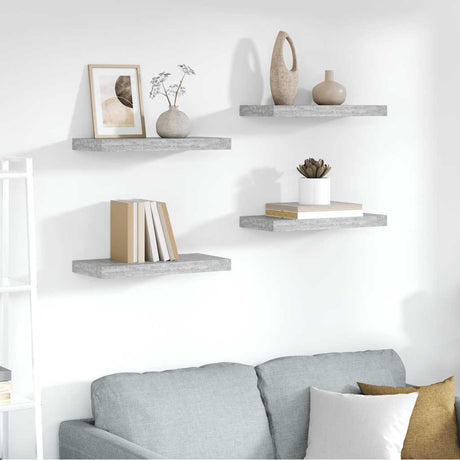 Vidaxl wandschappen zwevend 4 st 50x23,5x3,8 cm mdf betongrijs