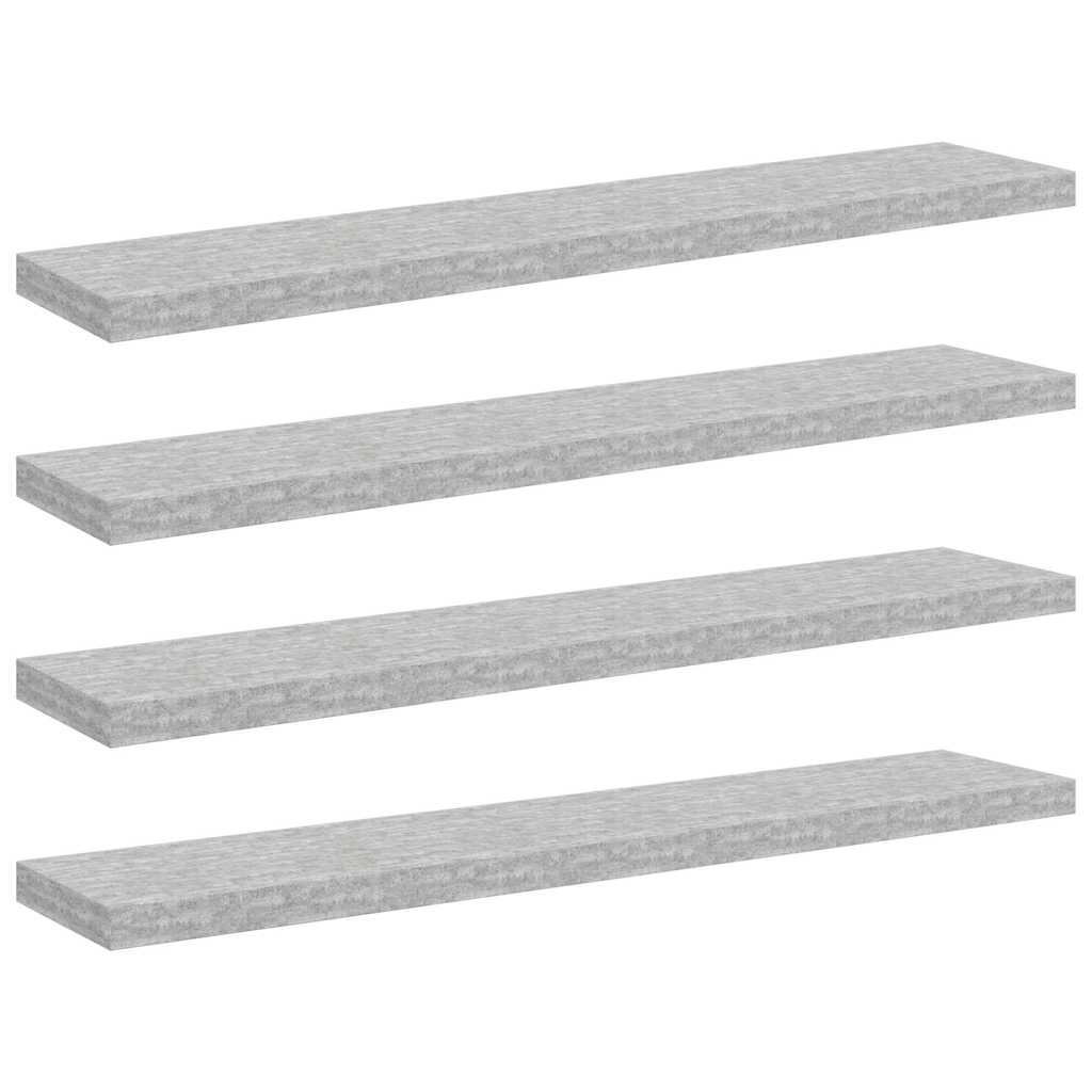 Vidaxl wandschappen zwevend 4 st 120x23,5x3,8 cm mdf betongrijs