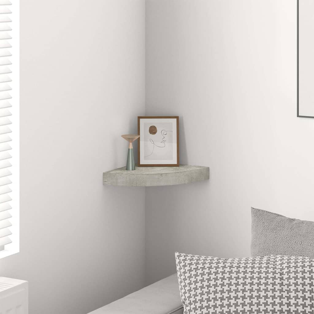 Vidaxl hoekwandschap 25x25x3,8 cm mdf betongrijs