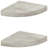 Vidaxl hoekwandschappen 2 st 25x25x3,8 cm mdf betongrijs
