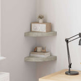 Vidaxl hoekwandschappen 2 st 25x25x3,8 cm mdf betongrijs