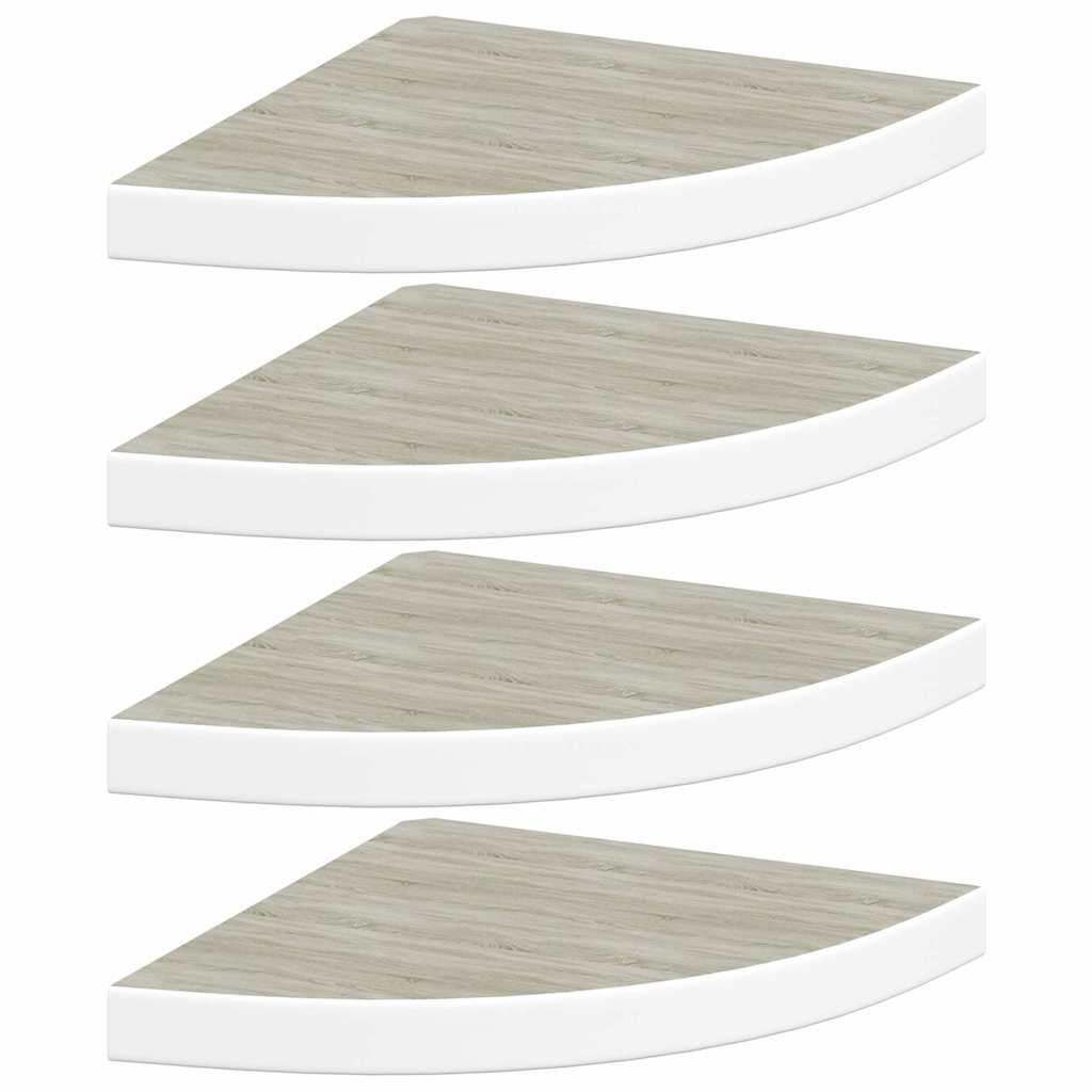 Vidaxl hoekwandschappen 4 st 35x35x3,8 cm mdf eikenkleurig en wit