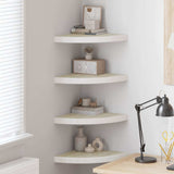 Vidaxl hoekwandschappen 4 st 35x35x3,8 cm mdf eikenkleurig en wit