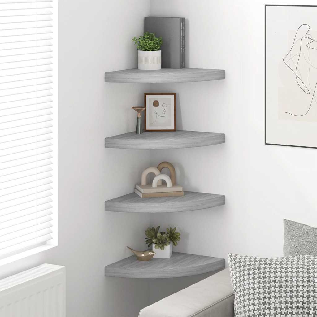 Vidaxl hoekwandschappen 4 st 35x35x3,8 cm mdf betongrijs