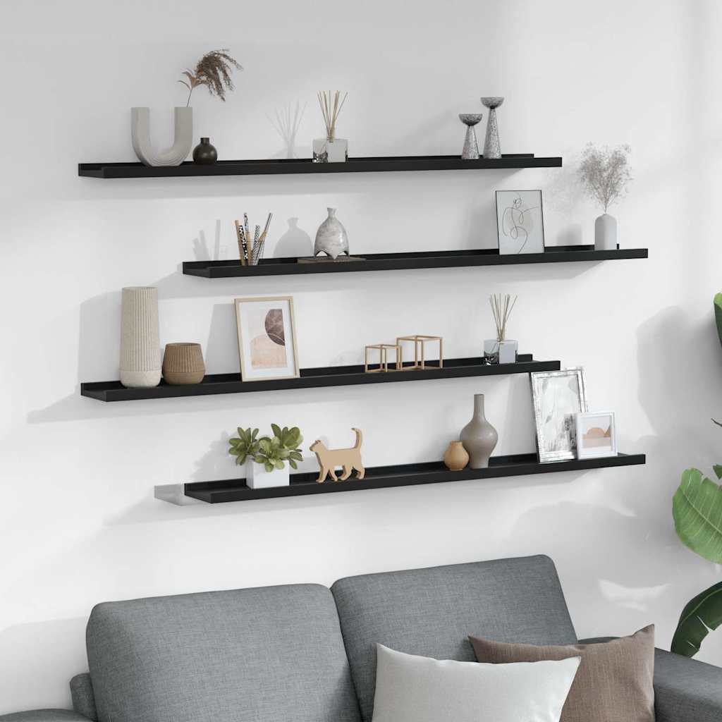 Vidaxl wandschappen 4 st 100x9x3 cm zwart