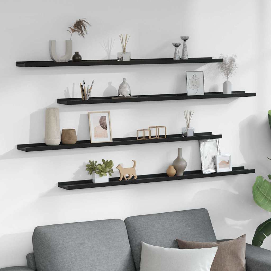 Vidaxl wandschappen 4 st 115x9x3 cm zwart