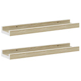 Vidaxl wandschappen 2 st 40x9x3 cm wit sonoma eikenkleurig