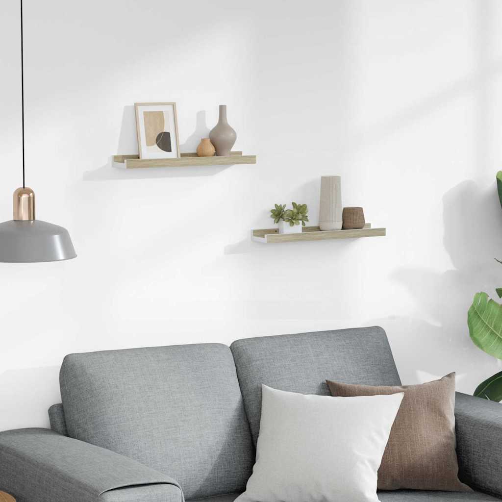 Vidaxl wandschappen 2 st 40x9x3 cm wit sonoma eikenkleurig