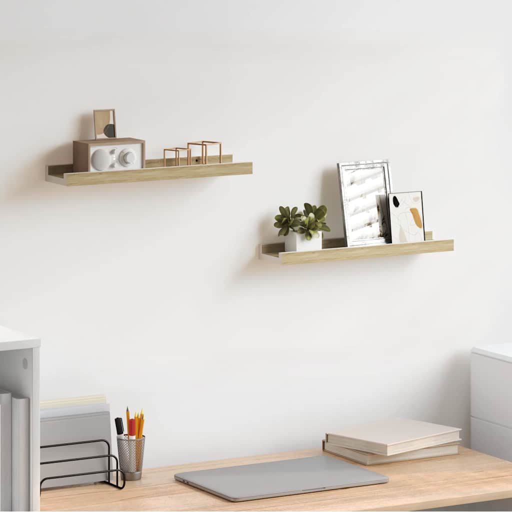 Vidaxl wandschappen 2 st 40x9x3 cm wit sonoma eikenkleurig