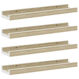 Vidaxl wandschappen 4 st 40x9x3 cm wit en sonoma eikenkleurig