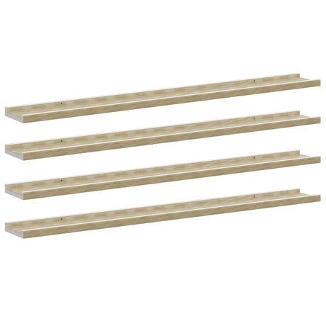 Vidaxl wandschappen 4 st 100x9x3 cm wit en sonoma eikenkleurig