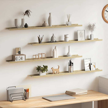 Vidaxl wandschappen 4 st 100x9x3 cm wit en sonoma eikenkleurig