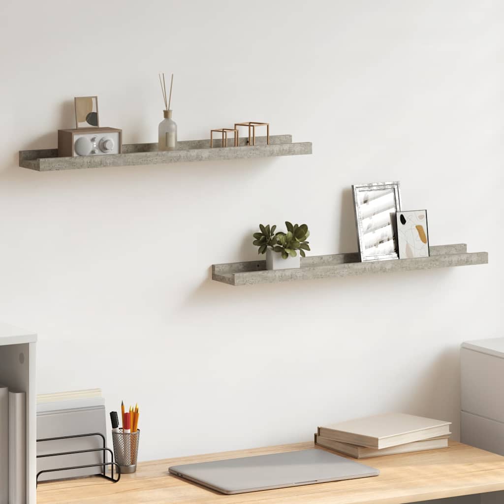 Vidaxl wandschappen 2 st 60x9x3 cm betongrijs