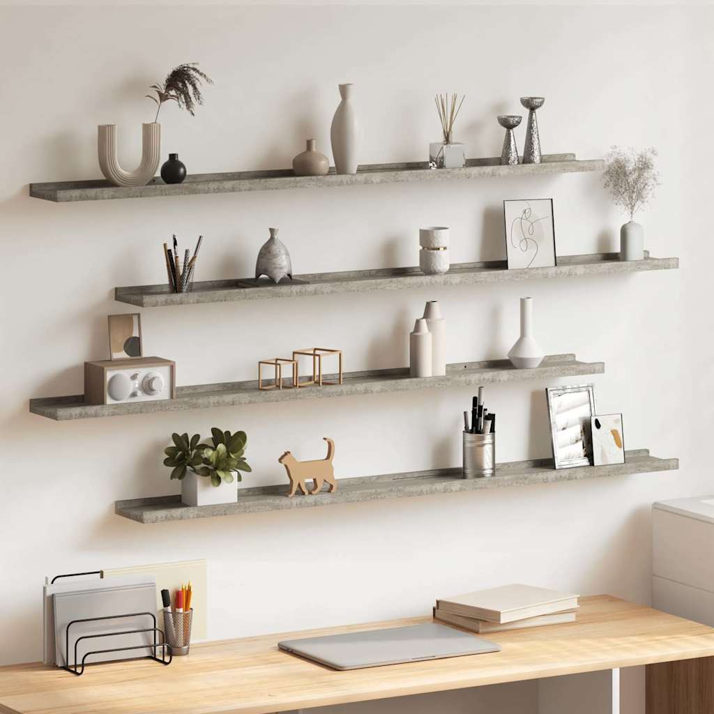 Vidaxl wandschappen 4 st 115x9x3 cm betongrijs