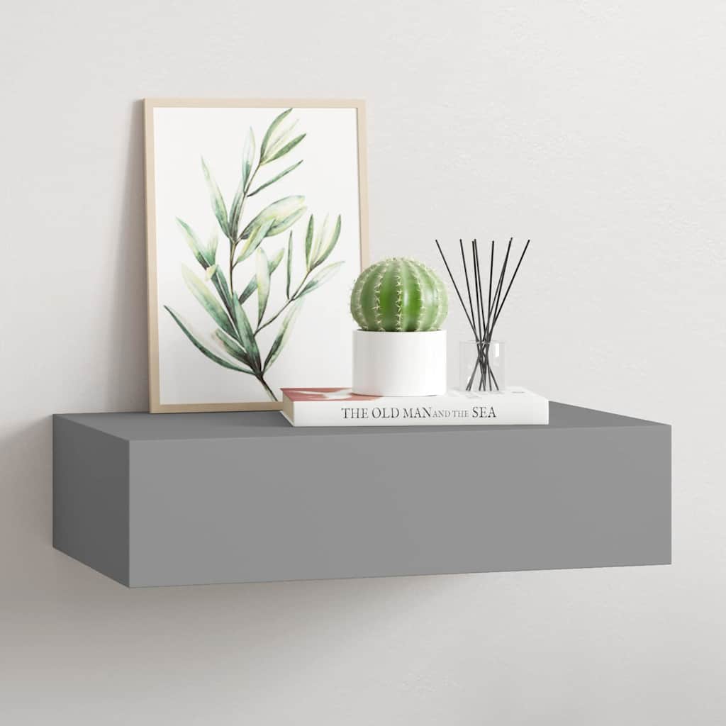 Vidaxl wandschap met lade 40x23,5x10 cm mdf grijs