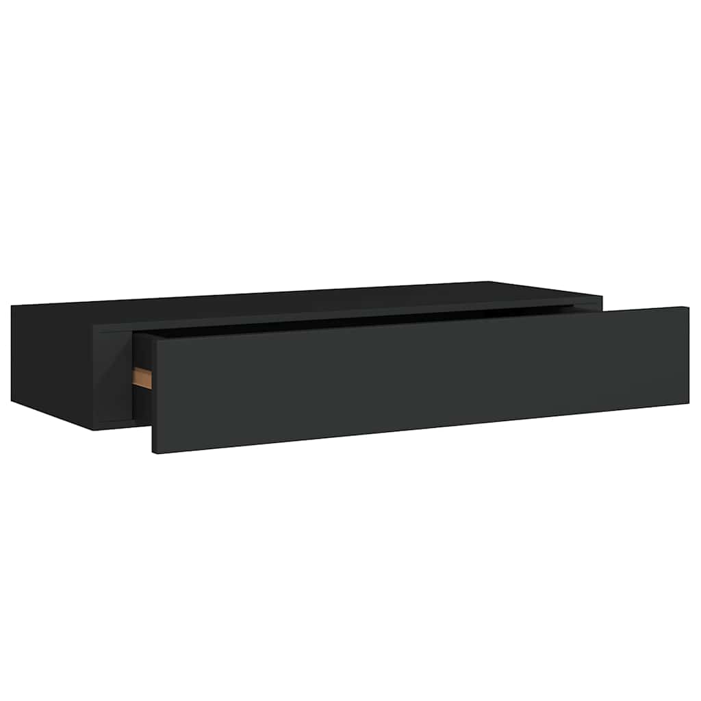 Vidaxl wandschap met lade 60x23,5x10 cm mdf zwart