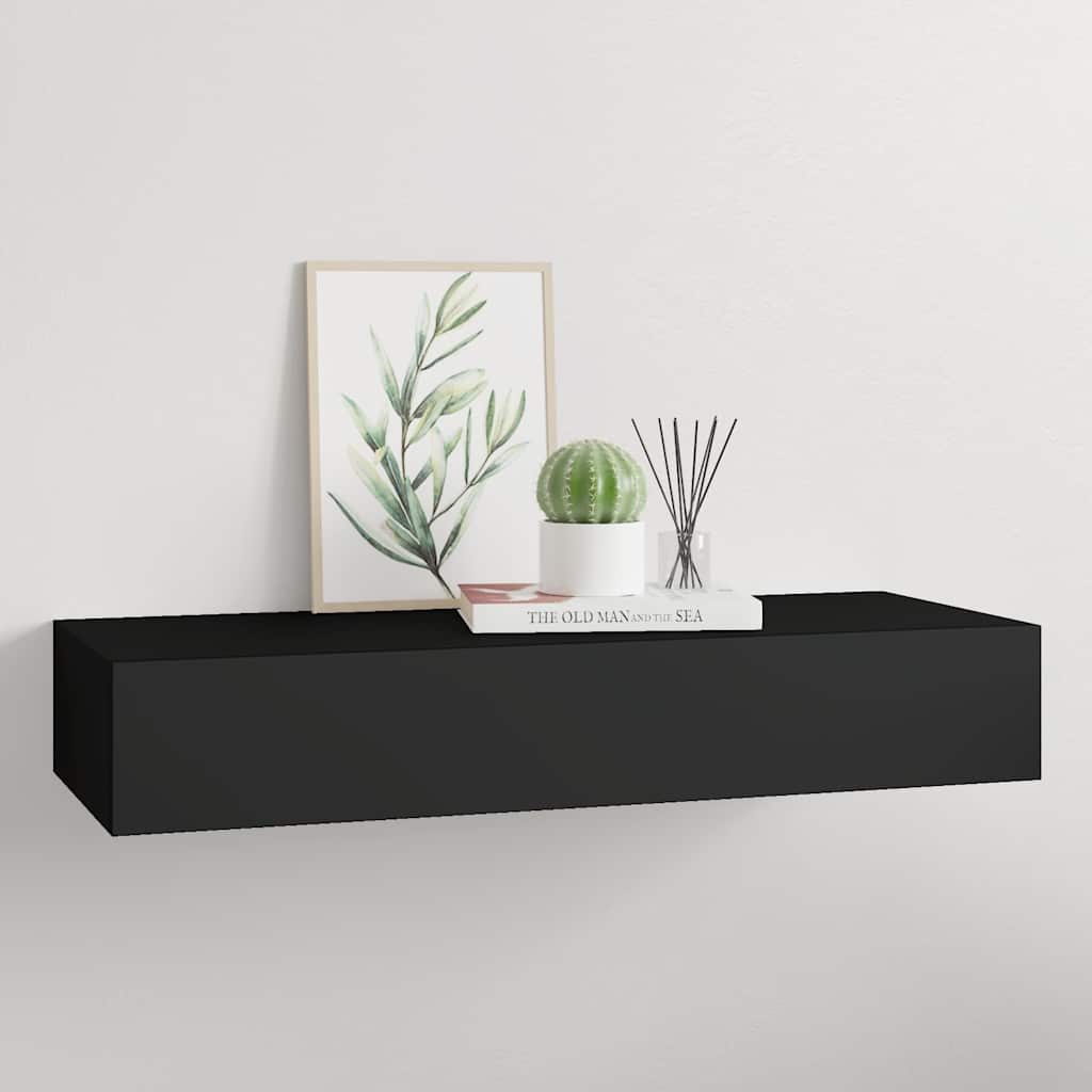 Vidaxl wandschap met lade 60x23,5x10 cm mdf zwart
