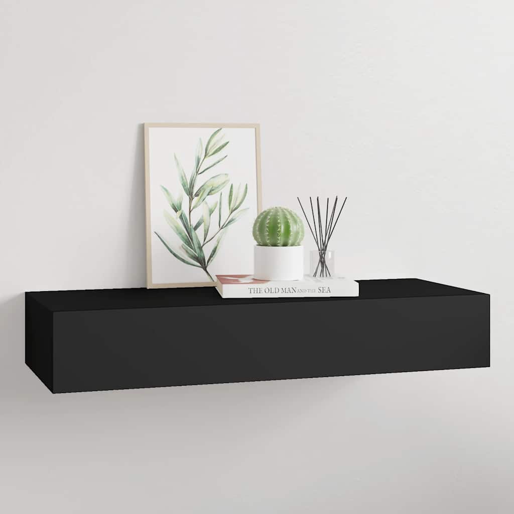 Vidaxl wandschap met lade 60x23,5x10 cm mdf zwart