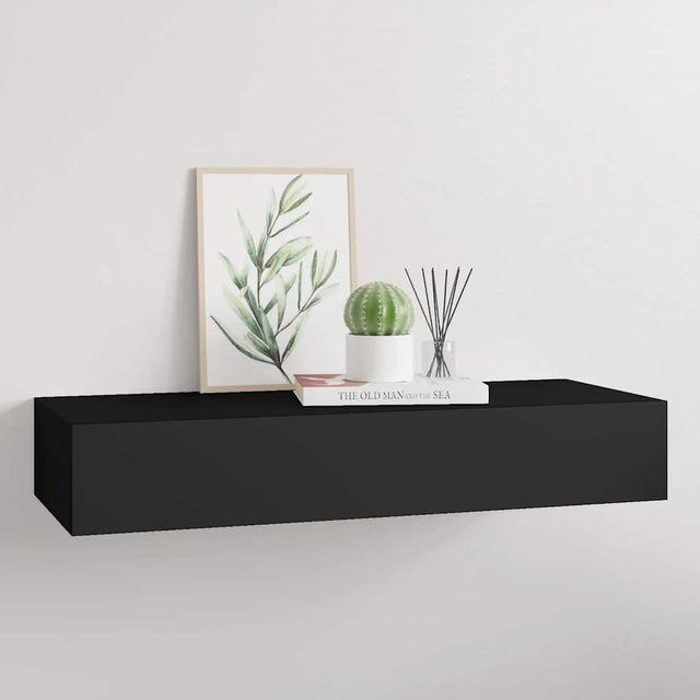 Vidaxl wandschap met lade 60x23,5x10 cm mdf zwart