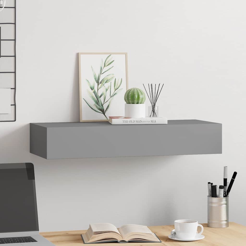 Vidaxl wandschap met lade 60x23,5x10 cm mdf grijs