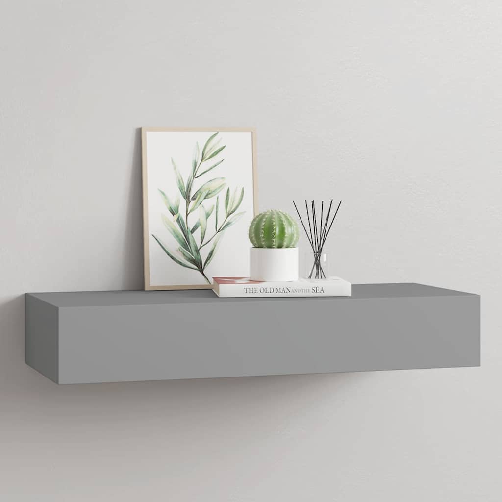 Vidaxl wandschap met lade 60x23,5x10 cm mdf grijs