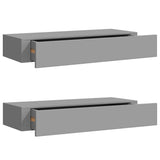 Vidaxl viaxl wandschappen 2 st met lade 60x23,5x10 cm mdf grijs