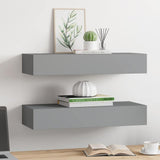 Vidaxl viaxl wandschappen 2 st met lade 60x23,5x10 cm mdf grijs