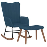 Vidaxl schommelstoel met voetenbank fluweel blauw