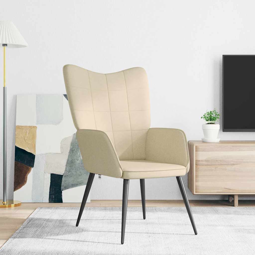 Vidaxl relaxstoel stof crèmekleurig