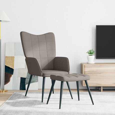 Vidaxl relaxstoel met voetenbank stof taupe
