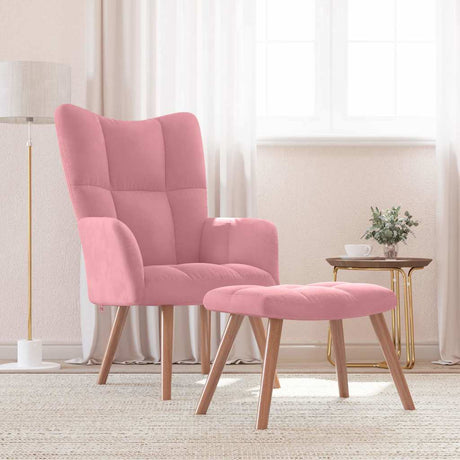 Vidaxl relaxstoel met voetenbank fluweel roze