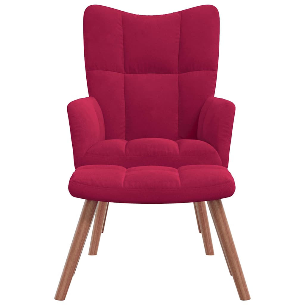 Vidaxl relaxstoel met voetenbank fluweel wijnrood