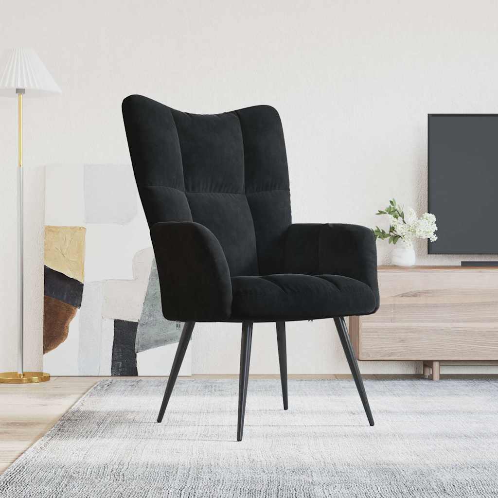 Vidaxl relaxstoel fluweel zwart