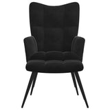 Vidaxl relaxstoel met kruk zwart fluweel