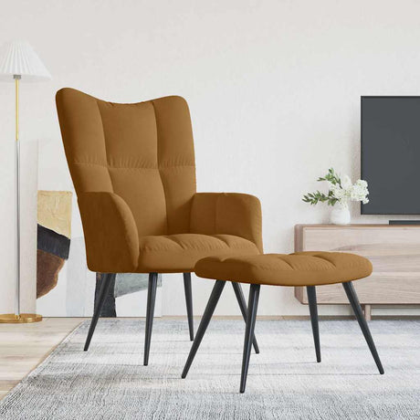 Vidaxl relaxstoel met voetenbank fluweel bruin