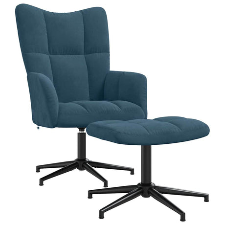 Vidaxl relaxstoel met voetenbank fluweel blauw