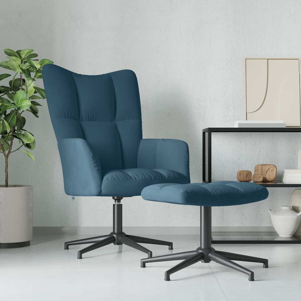 Vidaxl relaxstoel met voetenbank fluweel blauw