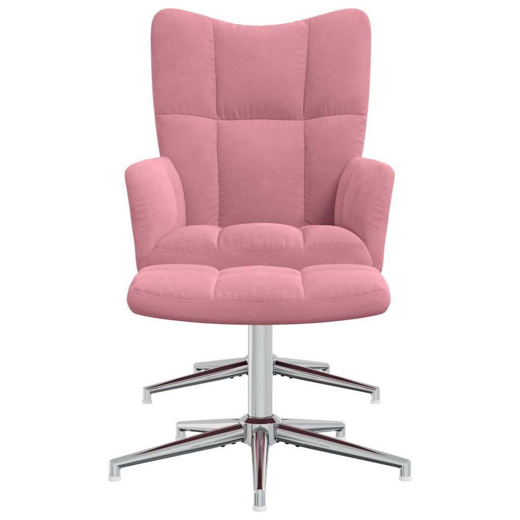 Vidaxl relaxstoel met voetenbank fluweel roze