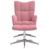 Vidaxl relaxstoel met voetenbank fluweel roze