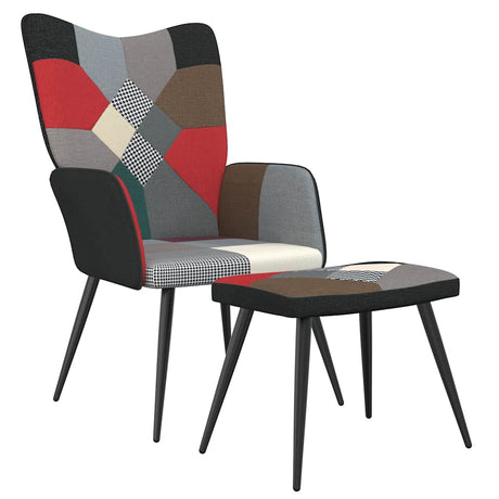 Vidaxl relaxstoel met voetenbank patchwork stof