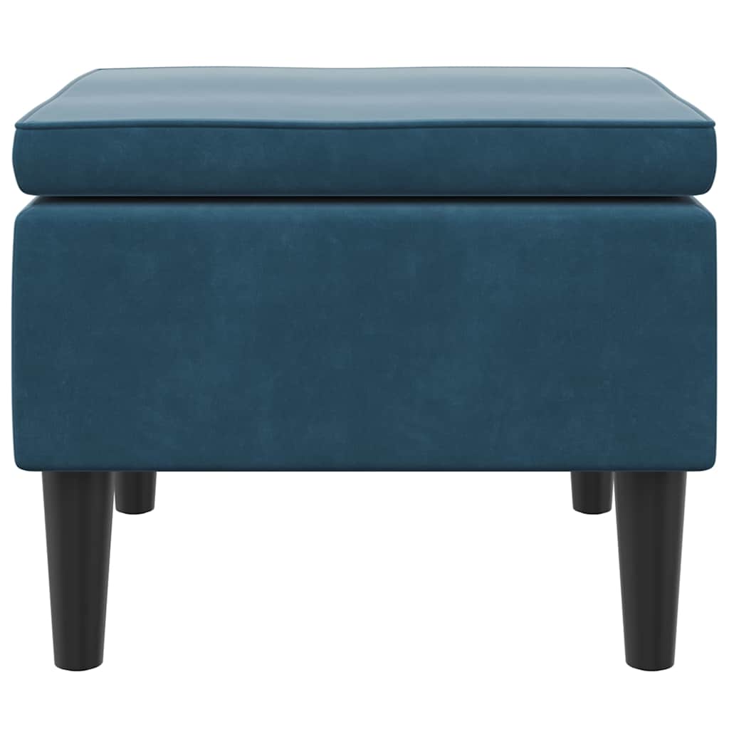 Vidaxl kruk met houten poten fluweel blauw