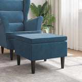 Vidaxl kruk met houten poten fluweel blauw