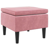 Vidaxl kruk met houten poten fluweel roze
