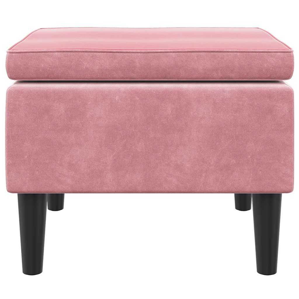 Vidaxl kruk met houten poten fluweel roze