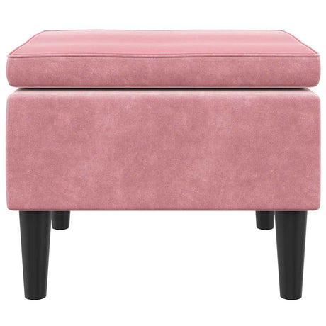 Vidaxl kruk met houten poten fluweel roze